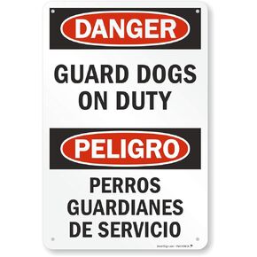 SmartSign "Danger - Guard Dogs On Duty" Bilingual Sign | 12" x 18" Aluminum