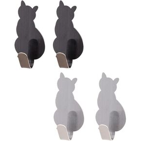 4Pcs Waterproof Strong Adhesive Hooks for Bathroom Stainless Steel Cat Wall Sticker Wall Door Hanger for Kitchen Rustproof Towel Hooks