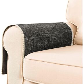 Guken Armrest Covers for Arms, Sofa Arm Covers for Living Room Loveseat Sofa Couch Recliner Armchair Slipcover Sofa Arm Protector for Pets, Set of 2 Textured Linen Woven Look Lace Edge, Khaki