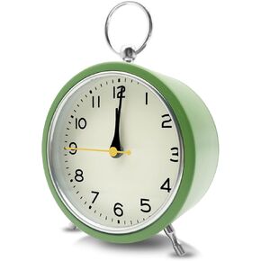 Metal Alarm Clock, 4" Big Shelf Colorful Clock for Kids, Simple Large Analog Clock for Desktop, Silent Non Ticking Clock with Night Light, Small Table Alarm Clocks for Bedroom Nightstand (Yellow)