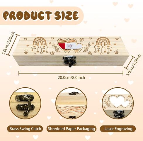 CHGCRAFT Pregnancy Test Keepsake Box Rainbow Hollow Love Wooden Pregnancy Test Gift Box with Raffia Ribbon and Lock Pregnancy Announcement Gifts Box Announcement Gifts for Husband Parents, 8x2x1.2inch in Saudi Arabia
