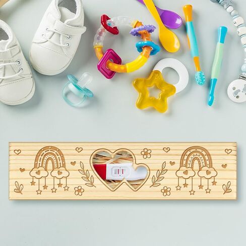 CHGCRAFT Pregnancy Test Keepsake Box Rainbow Hollow Love Wooden Pregnancy Test Gift Box with Raffia Ribbon and Lock Pregnancy Announcement Gifts Box Announcement Gifts for Husband Parents, 8x2x1.2inch in Saudi Arabia