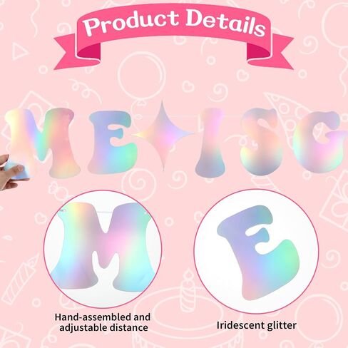Its Me Hi I'm the Birthday Girl Its Me Banner, Glittery Bunting Banner Sign Birthday Decorations, Iridescent Garland Photo Backdrop for Wall Home Party Supplies Decor in Saudi Arabia
