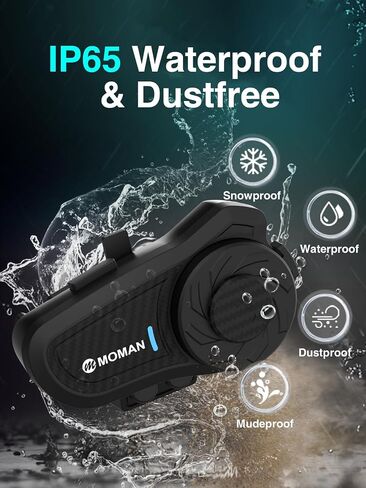 Moman Motorcycle Helmet Headset, H2Pro【1Pack Red】 Wireless Helmet Communication Voice Assistant Music Share FM IP65 Waterproof DSP&CVC Noise Cancellation, Motorbike-Wireless-Helmet-Intercom-Headset in Saudi Arabia