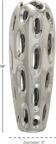Benzara 59735 Magnificent Ceramic Vase, Silver in Saudi Arabia