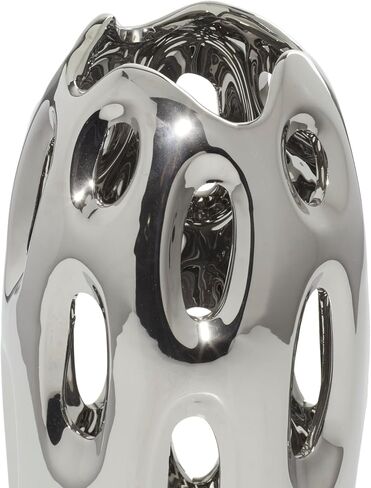 Benzara 59735 Magnificent Ceramic Vase, Silver in Saudi Arabia