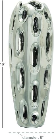 Benzara 59735 Magnificent Ceramic Vase, Silver in Saudi Arabia