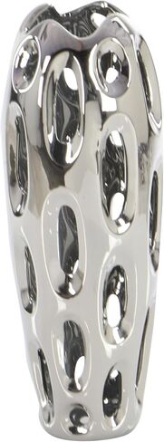 Benzara 59735 Magnificent Ceramic Vase, Silver in Saudi Arabia