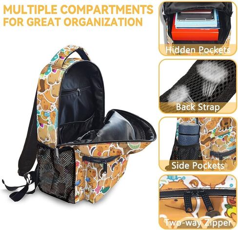 Capybara Kids Backpack with Lunch Box, Set of 3 School Backpacks Matching Combo, Cute Brown Bookbag and Pencil Case Bundle in Saudi Arabia