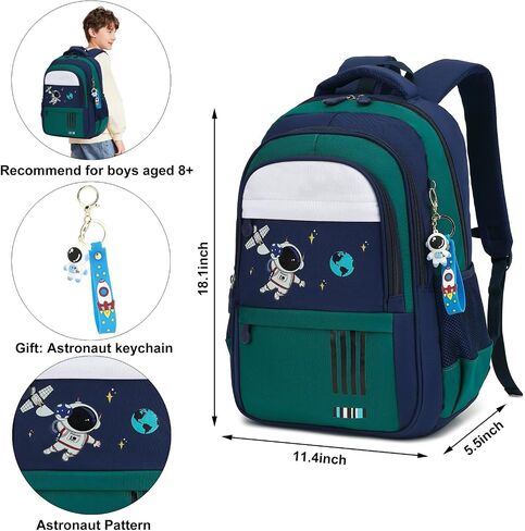Kids Backpack Astronaut Elementary School Backpacks for Boys Girls, Children's School Bag Bookbag (Green) in Kuwait