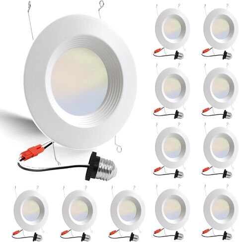 6 Pack 6 Inch LED Recessed Lighting with Night Light, Dimmable Can Lights with Baffle Trim, 9W=85W, Warm White 3000K, 700LM Retrofit Downlight, CRI 90, Damp Rated, IC Rated, ETL & FCC in Saudi Arabia