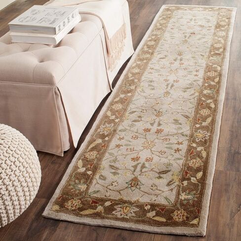SAFAVIEH Total Performance Collection Runner Rug - 2'3" x 9', Ivory & Taupe, Hand-Hooked Oriental, Non-Shedding & Easy Care, Ideal for High Traffic Areas in Living Room, Bedroom (TLP722B) in Saudi Arabia