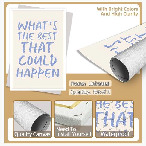 HQPCNGZ Retro What'S The Best That Could Happen Posters Psychology Quotes Self-Affirmation Mental Health Art Positive Motivational Uplifting Prints For Home Bedroom Dorm Wall Decor 12x16in Unframed in Kuwait