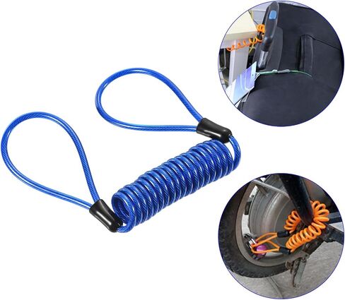 2 Pack Disc Lock Security Steel Cable - Plastic Coated Spring Reminder Wire Anti-Theft Rope, Apply to Outdoors Protection (3.5mmx1.2m, Blue) in Saudi Arabia