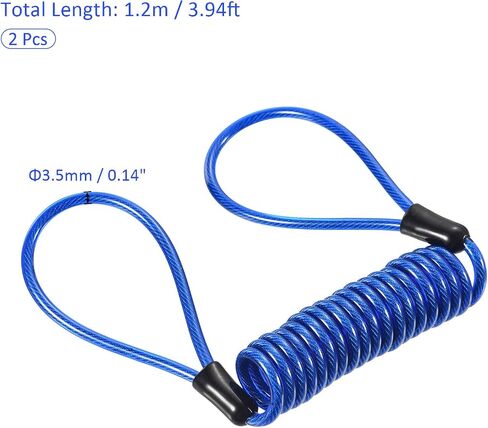 2 Pack Disc Lock Security Steel Cable - Plastic Coated Spring Reminder Wire Anti-Theft Rope, Apply to Outdoors Protection (3.5mmx1.2m, Blue) in Saudi Arabia