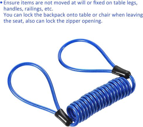 2 Pack Disc Lock Security Steel Cable - Plastic Coated Spring Reminder Wire Anti-Theft Rope, Apply to Outdoors Protection (3.5mmx1.2m, Blue) in Saudi Arabia