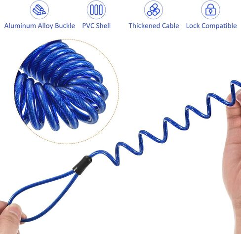 2 Pack Disc Lock Security Steel Cable - Plastic Coated Spring Reminder Wire Anti-Theft Rope, Apply to Outdoors Protection (3.5mmx1.2m, Blue) in Saudi Arabia