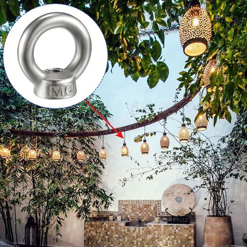 2 Pcs Lifting Eye Nuts Ring - Chandelier Fence Stainless Steel Female Thread Machinery Eye Nuts Apply to Lifting Eye Bolt (M6, Silver Tone) in Saudi Arabia