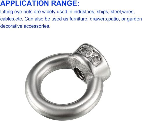 2 Pcs Lifting Eye Nuts Ring - Chandelier Fence Stainless Steel Female Thread Machinery Eye Nuts Apply to Lifting Eye Bolt (M6, Silver Tone) in Saudi Arabia