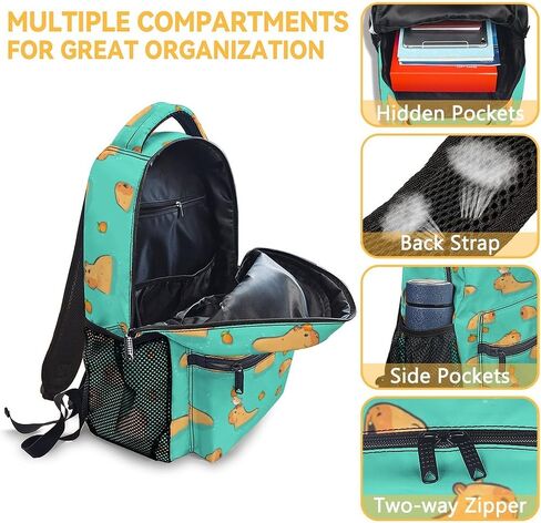 Capybara Kids Backpack with Lunch Box, Set of 3 School Backpacks Matching Combo, Cute Brown Bookbag and Pencil Case Bundle in Saudi Arabia