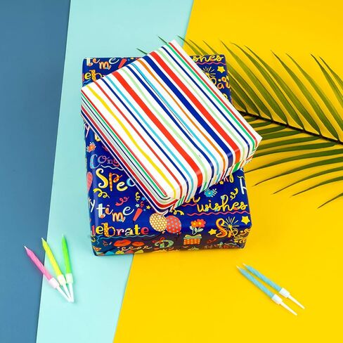 MAYPLUSS Wrapping Paper Roll - Mini Roll - 17 inch X 120 inch Per roll - Galaxy Design - Purple & Blue(42.3 sq.ft.ttl) in Kuwait