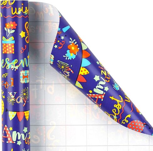 MAYPLUSS Wrapping Paper Roll - Mini Roll - 17 inch X 120 inch Per roll - Galaxy Design - Purple & Blue(42.3 sq.ft.ttl) in Kuwait