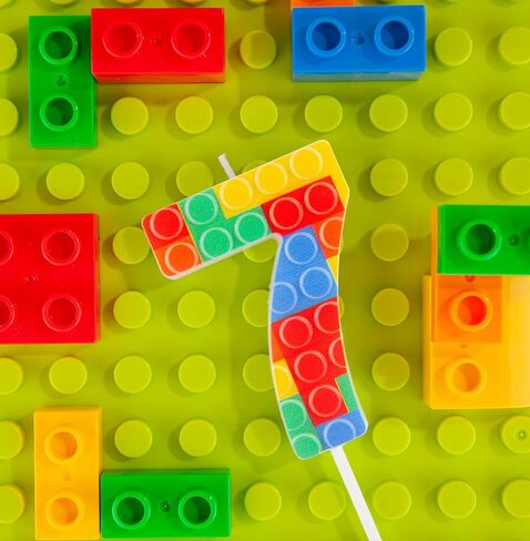 PHD CAKE Number 7 Building Block Birthday Cake Candle, Numeral Birthday Candles,Building Block Candles, Cake Topper Novelty Candle for Building Block Party in Saudi Arabia