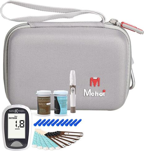 Mchoi Hard Shell Carrying Case, Organizer for KETO-MOJO GK+ Bluetooth Glucose & Ketone Testing Kit, with Mesh Pocket Fits for Blood Test Strips, Meter, Lancets, Lancing Device, and Control Solutions in Saudi Arabia
