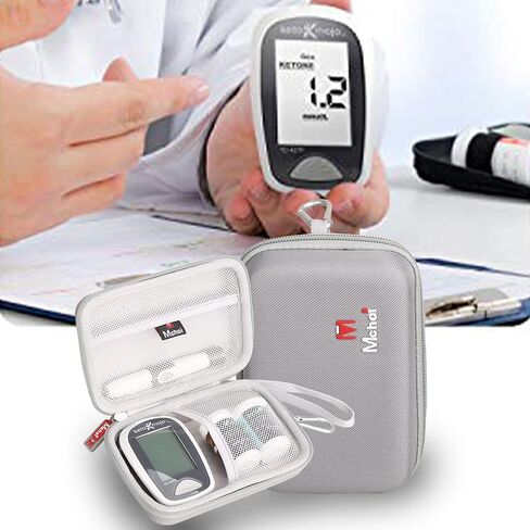 Mchoi Hard Shell Carrying Case, Organizer for KETO-MOJO GK+ Bluetooth Glucose & Ketone Testing Kit, with Mesh Pocket Fits for Blood Test Strips, Meter, Lancets, Lancing Device, and Control Solutions in Saudi Arabia