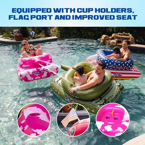 Float Factory’s Premium Inflatable Pool Float - Inflatable Tank Floatie w/Water Cannon That Blast Water up to 50 ft! - Durable Inflatable Pool Floats for Adults & Kids Ages 5+ in Saudi Arabia