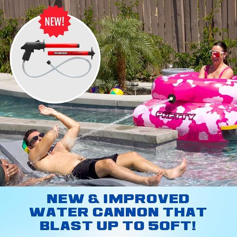 Float Factory’s Premium Inflatable Pool Float - Inflatable Tank Floatie w/Water Cannon That Blast Water up to 50 ft! - Durable Inflatable Pool Floats for Adults & Kids Ages 5+ in Saudi Arabia