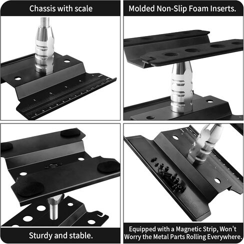 Aluminum Alloy RC Car Work Stand Repair Workstation with Screws Kit & 17mm Hex Wheel Wrench 360 Degree Rotation Lift/Lower for 1/8 1/10 1/12 Scale Cars Trucks Buggies (Black) in Saudi Arabia