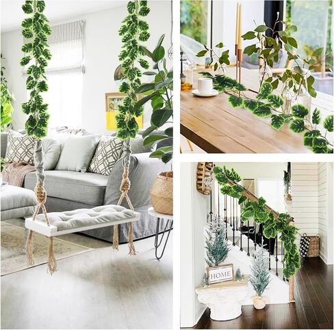 Monstera الاصطناعي يترك الكروم 2PCS، 5.6Ft فو الاستوائية النخيل الخضراء الغابة شنقا نبات الروطان مقاومة للأشعة فوق البنفسجية وهمية اللبلاب إكليل للداخلية في الهواء الطلق هاواي لوا الشاطئ حزب حديقة الفناء الديكور in Saudi Arabia