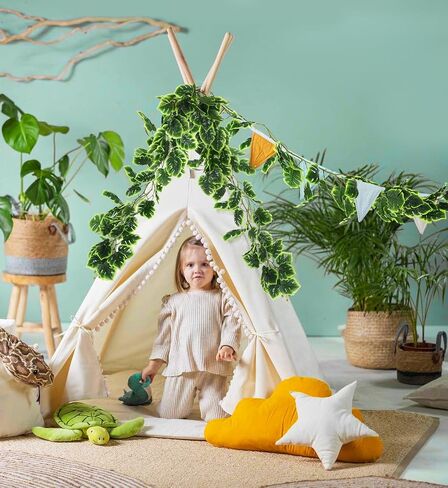 Monstera الاصطناعي يترك الكروم 2PCS، 5.6Ft فو الاستوائية النخيل الخضراء الغابة شنقا نبات الروطان مقاومة للأشعة فوق البنفسجية وهمية اللبلاب إكليل للداخلية في الهواء الطلق هاواي لوا الشاطئ حزب حديقة الفناء الديكور in Saudi Arabia
