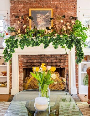 Monstera الاصطناعي يترك الكروم 2PCS، 5.6Ft فو الاستوائية النخيل الخضراء الغابة شنقا نبات الروطان مقاومة للأشعة فوق البنفسجية وهمية اللبلاب إكليل للداخلية في الهواء الطلق هاواي لوا الشاطئ حزب حديقة الفناء الديكور in Saudi Arabia