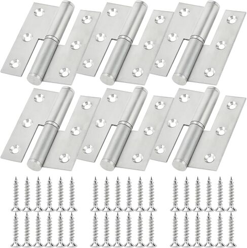 Lift Off Hinge 3" Stainless Steel Door Hinges 6 Pack,Left Handed,Rust-Resistant Detachable Hinges, Indoor and Outdoor Removable Hinges, Loading Capacity 40 Lbs in Saudi Arabia