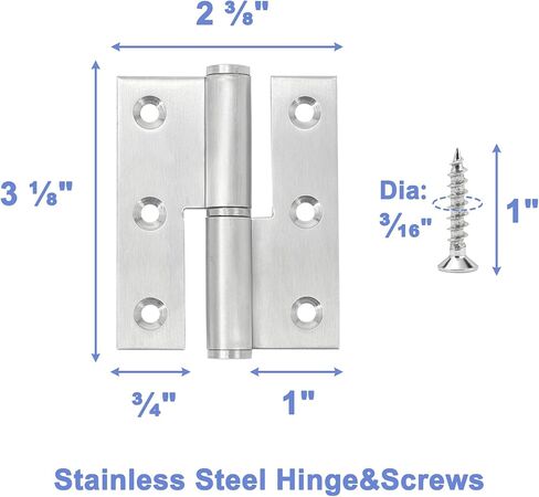 Lift Off Hinge 3" Stainless Steel Door Hinges 6 Pack,Left Handed,Rust-Resistant Detachable Hinges, Indoor and Outdoor Removable Hinges, Loading Capacity 40 Lbs in Saudi Arabia