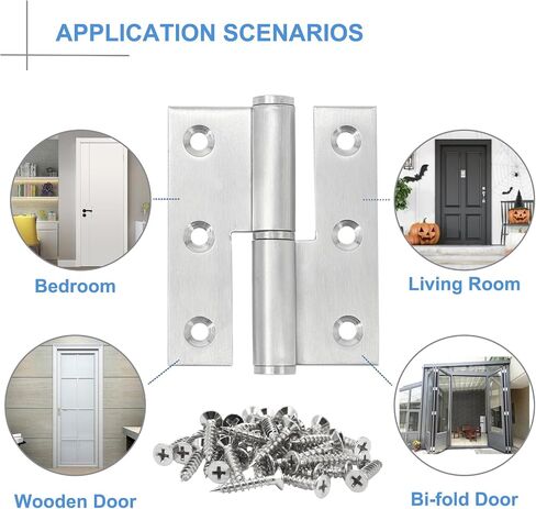 Lift Off Hinge 3" Stainless Steel Door Hinges 6 Pack,Left Handed,Rust-Resistant Detachable Hinges, Indoor and Outdoor Removable Hinges, Loading Capacity 40 Lbs in Saudi Arabia