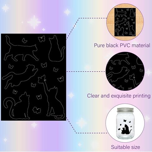CREATCABIN 12 Sheets 6 Styles Mermaid Mason Jar Decals Ocean Stickers Die Cuts Silhouettes Self-Adhesive PVC Waterproof for Craft Scrapbook Lantern Jars Wall Window Glass Phones Cup Black 7.8x5.9Inch in Saudi Arabia