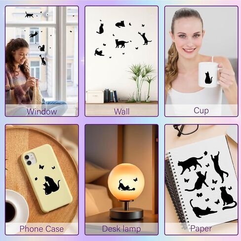 CREATCABIN 12 Sheets 6 Styles Mermaid Mason Jar Decals Ocean Stickers Die Cuts Silhouettes Self-Adhesive PVC Waterproof for Craft Scrapbook Lantern Jars Wall Window Glass Phones Cup Black 7.8x5.9Inch in Saudi Arabia
