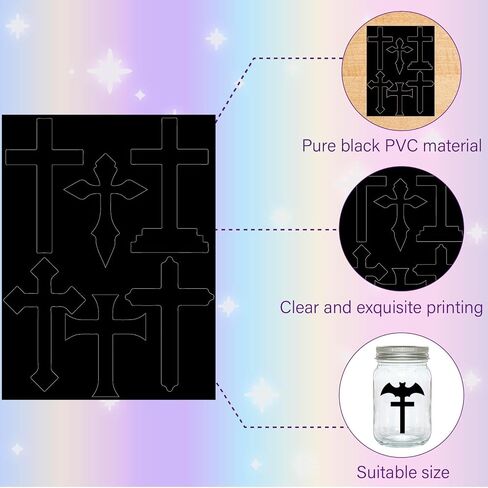 CREATCABIN 12 Sheets 6 Styles Mermaid Mason Jar Decals Ocean Stickers Die Cuts Silhouettes Self-Adhesive PVC Waterproof for Craft Scrapbook Lantern Jars Wall Window Glass Phones Cup Black 7.8x5.9Inch in Saudi Arabia