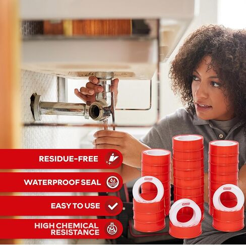 XFasten Teflon Tape 1/2 Inch x 394 Inches 30-Pack 19,700" Total White Plumbers Tape Teflon Tape Plumbing Tape for Leaks, Water Pipe Tape Teflon Tape for Garden Hose Tape for Leaking Hose PTFE Tape in Kuwait