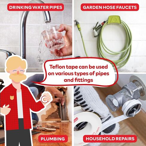 XFasten Teflon Tape 1/2 Inch x 394 Inches 30-Pack 19,700" Total White Plumbers Tape Teflon Tape Plumbing Tape for Leaks, Water Pipe Tape Teflon Tape for Garden Hose Tape for Leaking Hose PTFE Tape in Kuwait