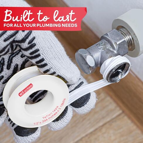 XFasten Teflon Tape 1/2 Inch x 394 Inches 30-Pack 19,700" Total White Plumbers Tape Teflon Tape Plumbing Tape for Leaks, Water Pipe Tape Teflon Tape for Garden Hose Tape for Leaking Hose PTFE Tape in Kuwait