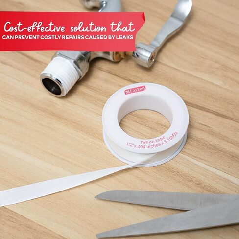 XFasten Teflon Tape 1/2 Inch x 394 Inches 30-Pack 19,700" Total White Plumbers Tape Teflon Tape Plumbing Tape for Leaks, Water Pipe Tape Teflon Tape for Garden Hose Tape for Leaking Hose PTFE Tape in Kuwait