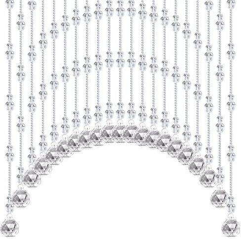 Crystal Beaded Curtain, 21 Strings Arched Door String Curtain for Doorway, Decorative Panel Room Partition Divider Blind for Home, Coffee House, Bedroom, Restaurant, Transparent in Saudi Arabia