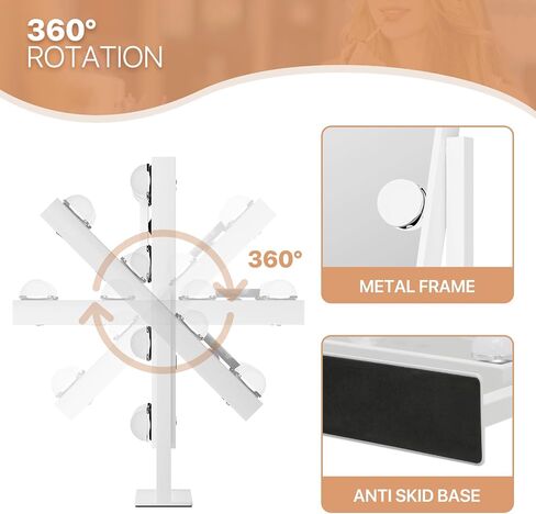 MoNiBloom Hollywood Vanity Mirror with Lights, 14.5"x12" Tabletop Mirror with 9 LED Dimmable Bulb 3 Color Adjustable, Smart Touch Sensor Plug-in Lighted Makeup Mirror with Detachable 10x Magnification in Saudi Arabia