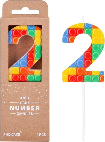 PHD CAKE Number 7 Building Block Birthday Cake Candle, Numeral Birthday Candles,Building Block Candles, Cake Topper Novelty Candle for Building Block Party in Saudi Arabia
