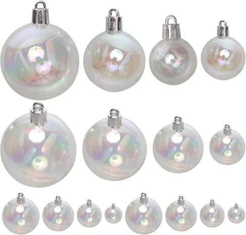 Clear Plastic Christmas Ball Ornaments Iridescent Christmas Ornaments Christmas Tree Decorations Mini Clear Ornaments Classic Christmas Balls Hanging Ornaments for Holiday Party Tree Decorations (18) in Saudi Arabia