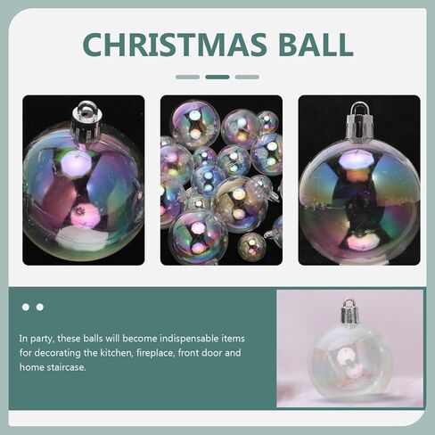 Clear Plastic Christmas Ball Ornaments Iridescent Christmas Ornaments Christmas Tree Decorations Mini Clear Ornaments Classic Christmas Balls Hanging Ornaments for Holiday Party Tree Decorations (18) in Saudi Arabia